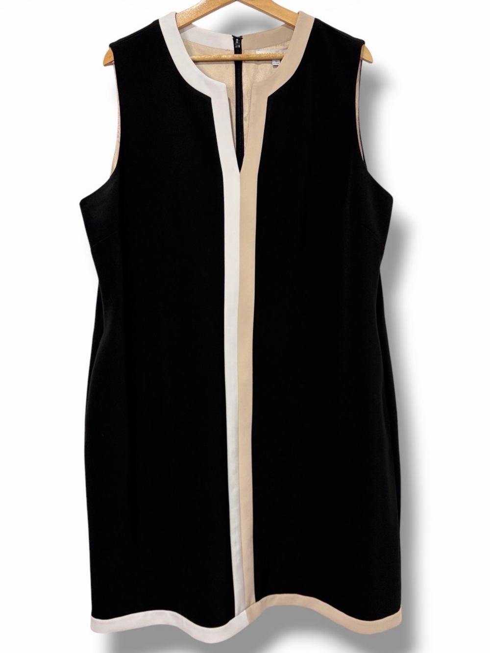 Preston & York Fallon Colorblock Split V-Neck Shift Dress Size 18 Black